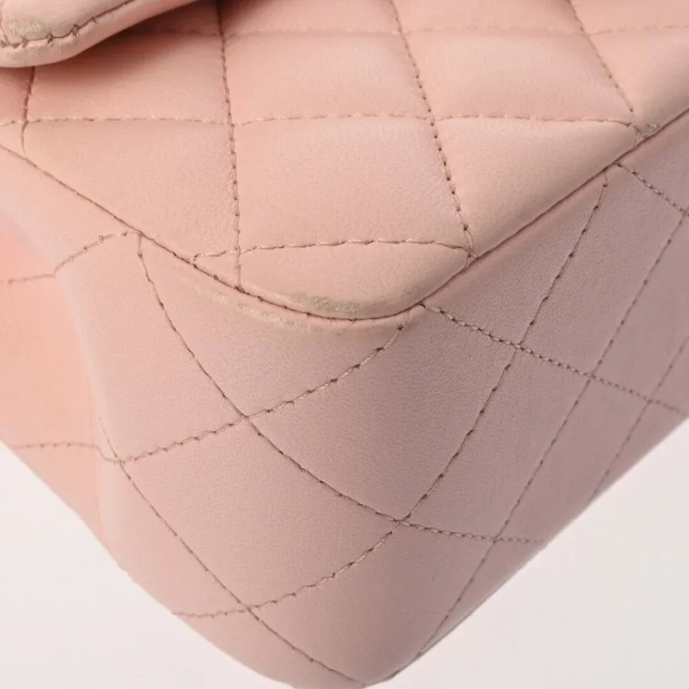 Authentic CHANEL Lambskin Quilted Mini Top Handle Rectangular Flap Bag Pink - Picture 10 of 11
